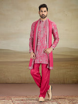 Magenta wedding wear kurta pajama rayon silk