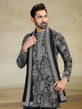 Black rayon silk kurta pajama with dupatta