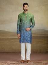 Green and blue shadede kurta pajama