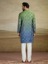 Green and blue shadede kurta pajama