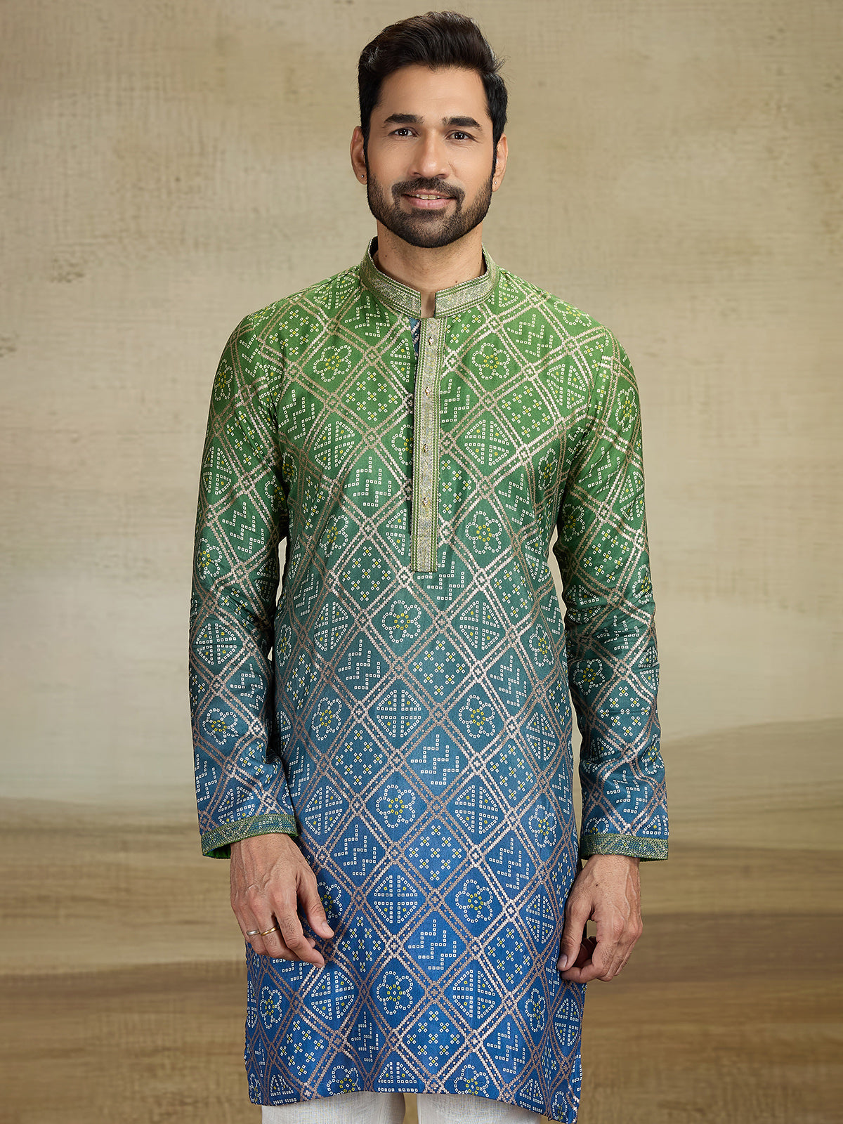 Green and blue shadede kurta pajama
