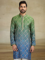 Green and blue shadede kurta pajama