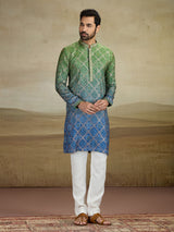 Green and blue shadede kurta pajama