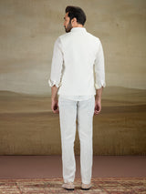 Off white linen waistcoat set for festive grace