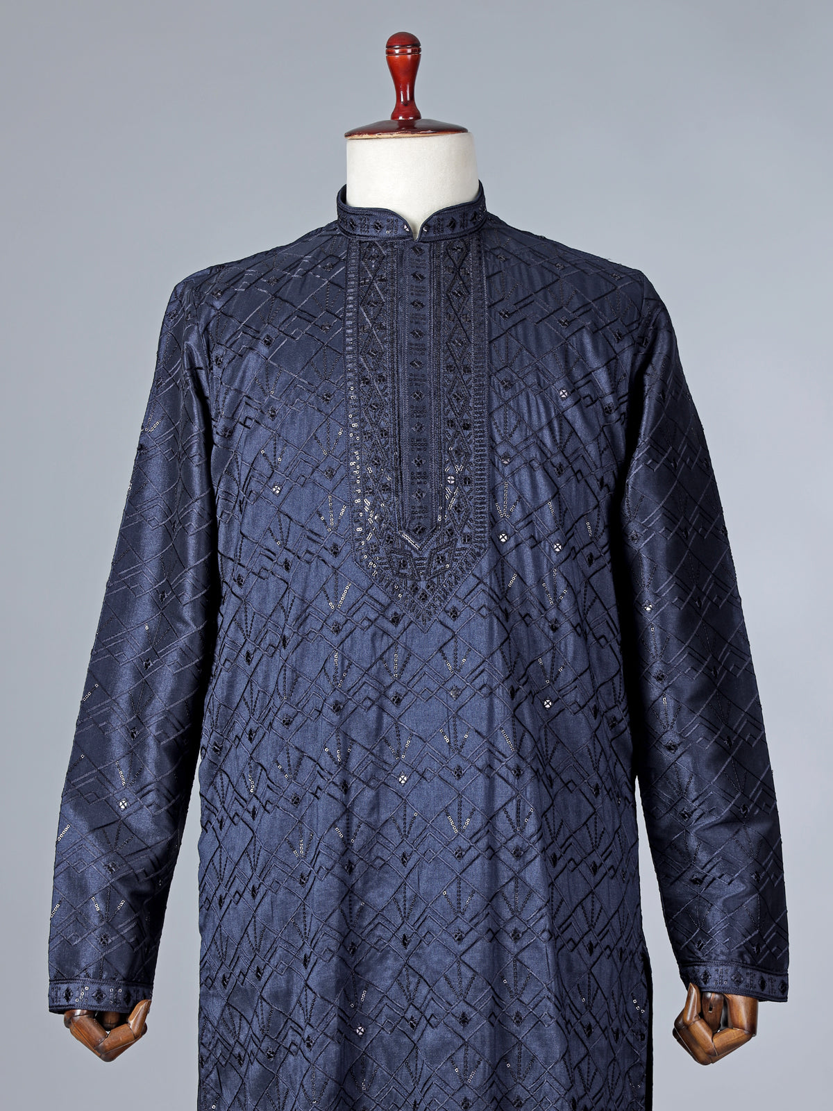 Navy blue emrodered kurta pajama for reception