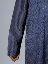 Navy blue emrodered kurta pajama for reception