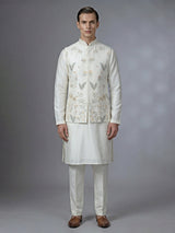 White silk waistcoat set for reception