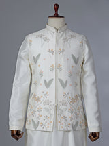 White silk waistcoat set for reception