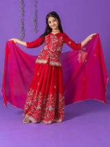 Red silk wedding wear lehenga choli with dupatta