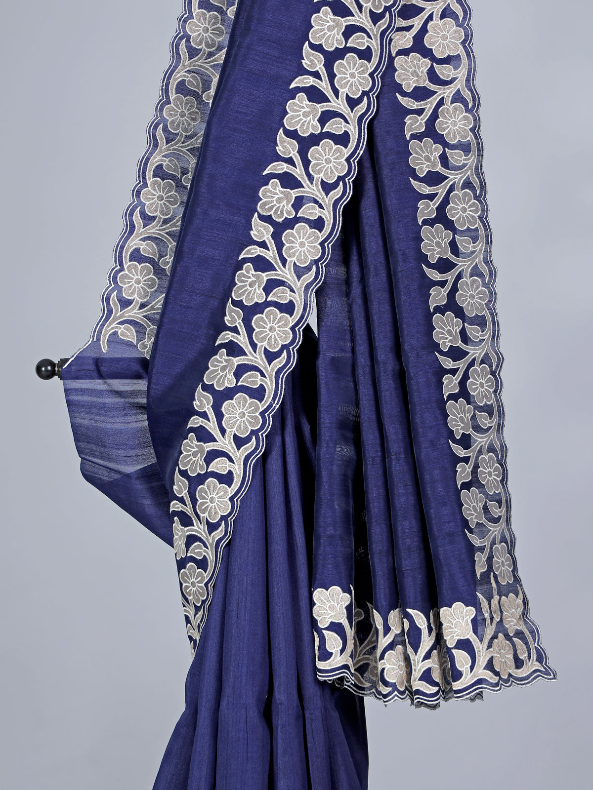 Navy festive wear saree in semi tissue silk