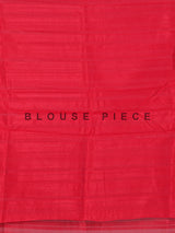 Red semi tissue silk saree with cutworked border