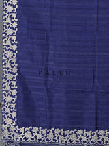 Navy semi tissue silk saree with embroidered border