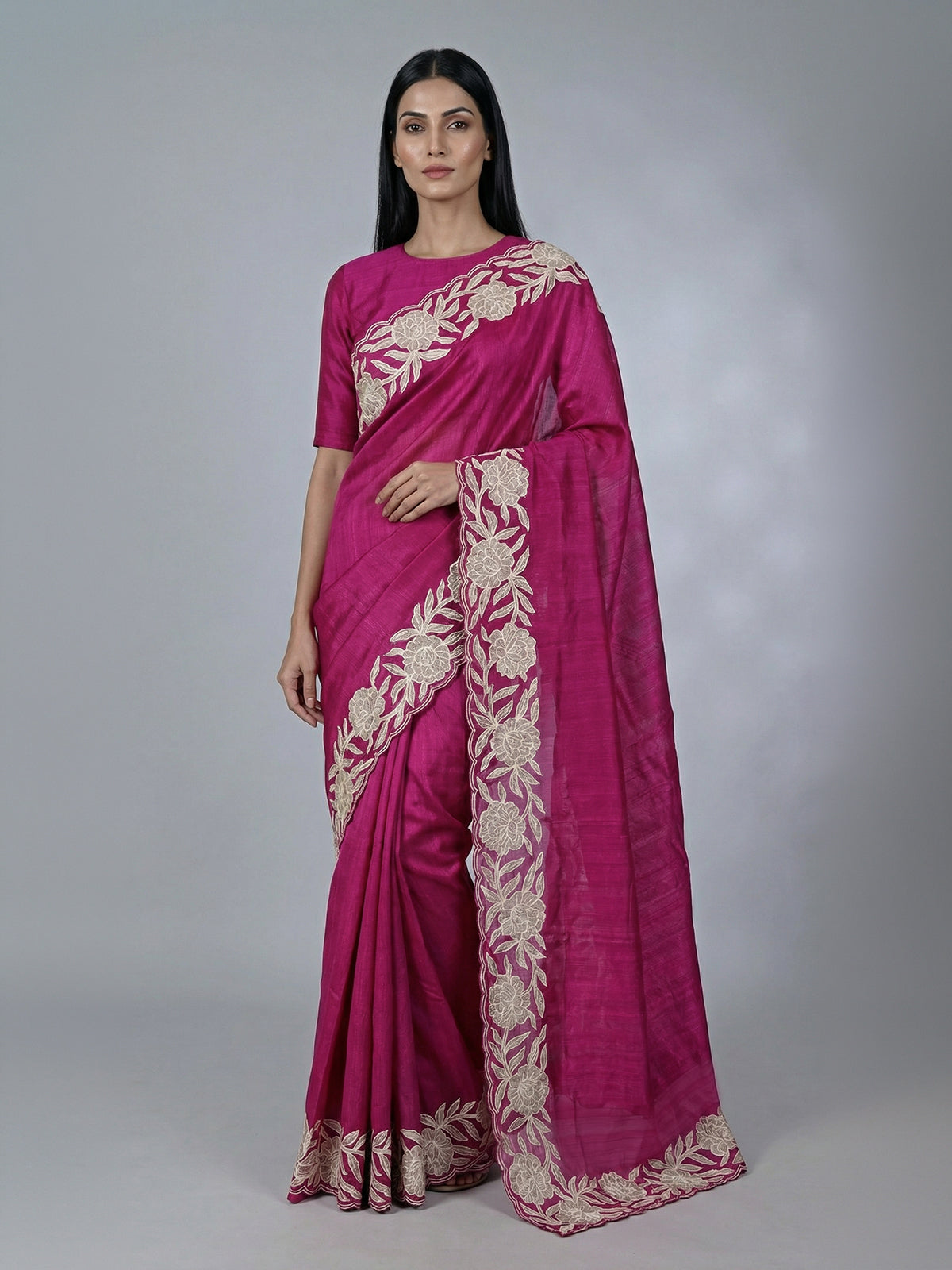 Wine festive wear semi tissue silk saree