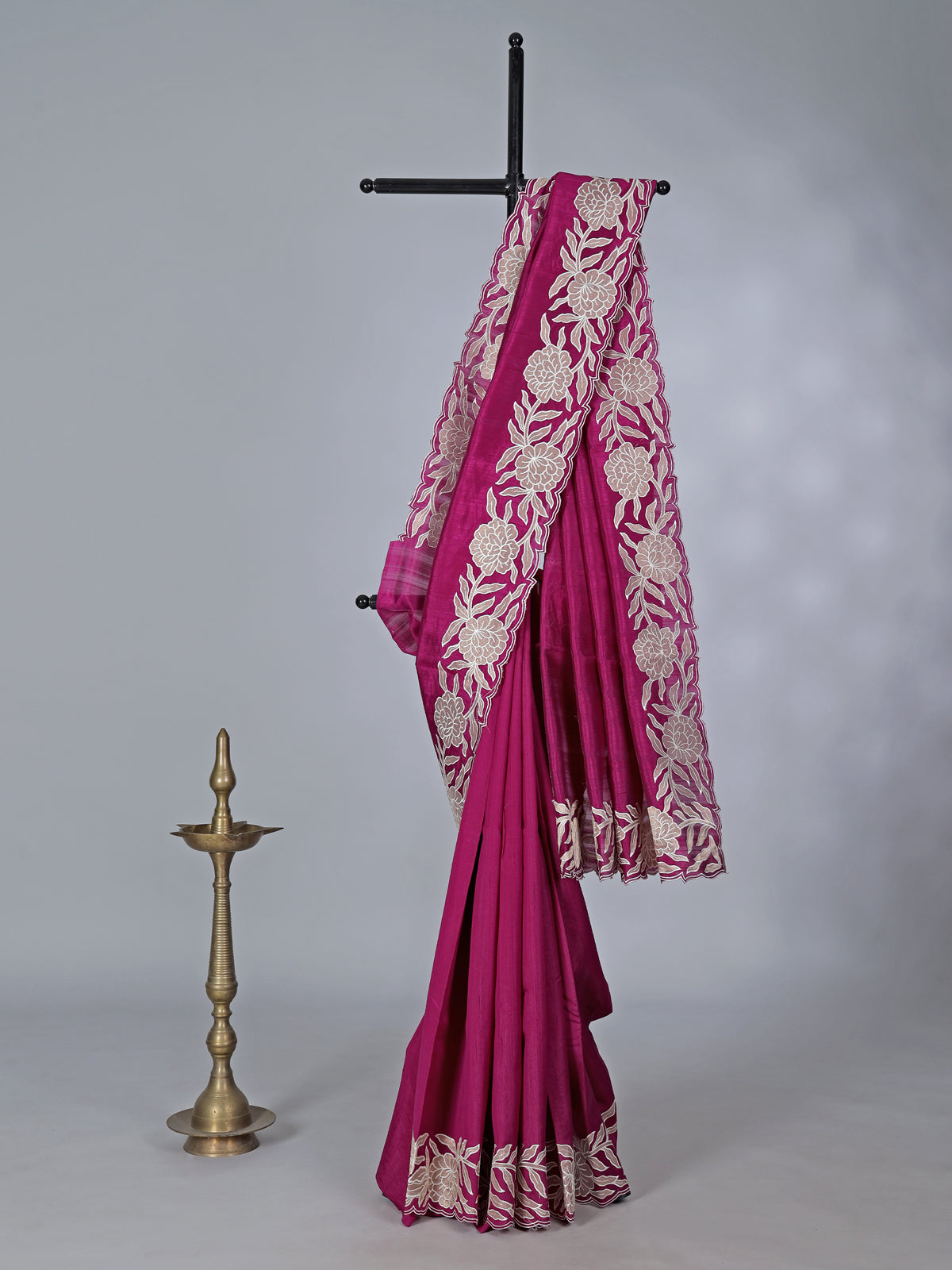 Wine festive wear semi tissue silk saree