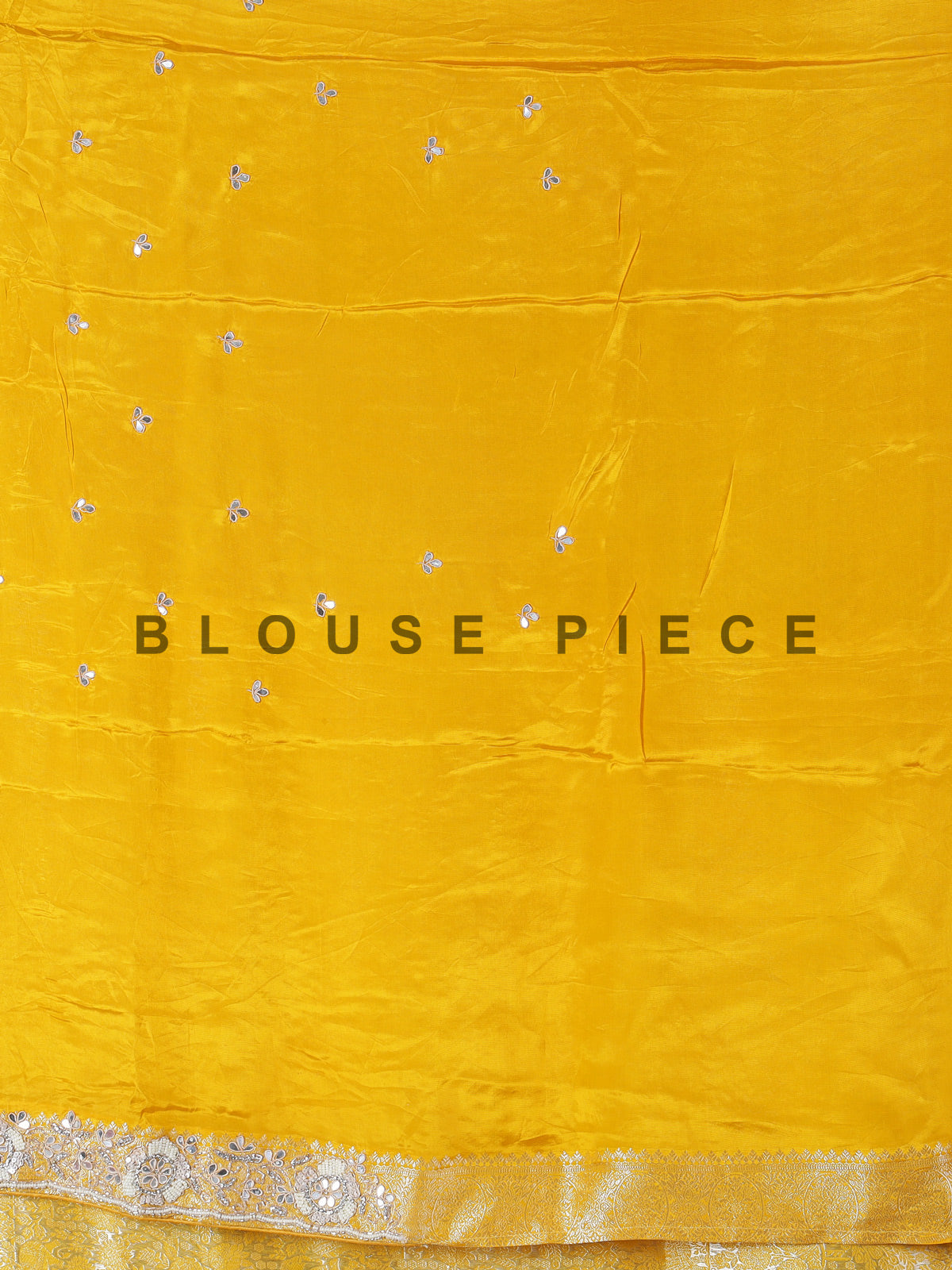 Yellow beads worked dola silk saree for wedding