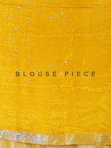 Yellow beads worked dola silk saree for wedding