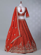 Rust red bridal silk lehenga choli