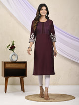 Purple cotton silk embroidered sequins and beads kurti
