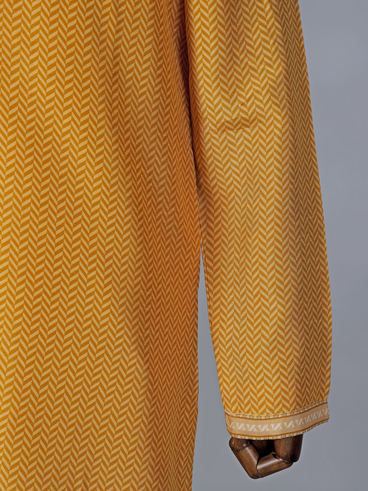Printed yellow cotton silk kurta suit for festive occasions