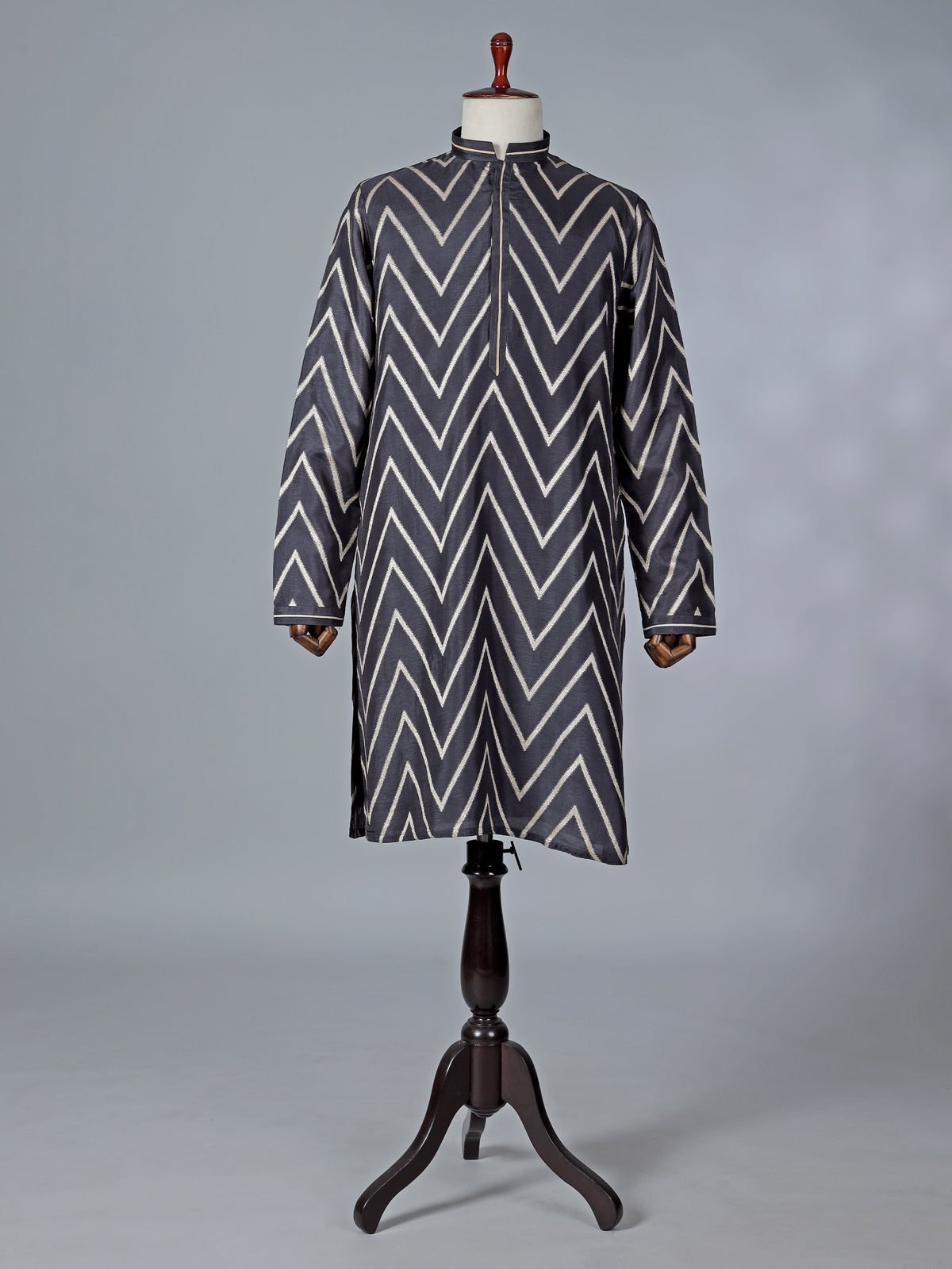 Black cotton silk kurta suit with elegant zari work