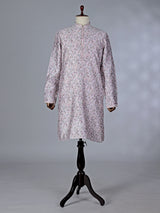 Onion pink printed cotton silk kurta suit for special occasions