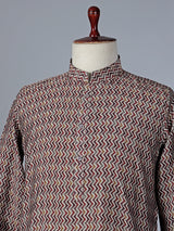 Brown printed cotton silk kurta suit with festive appeal