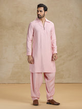 Pink cotton silk traditional pathani kurta suit
