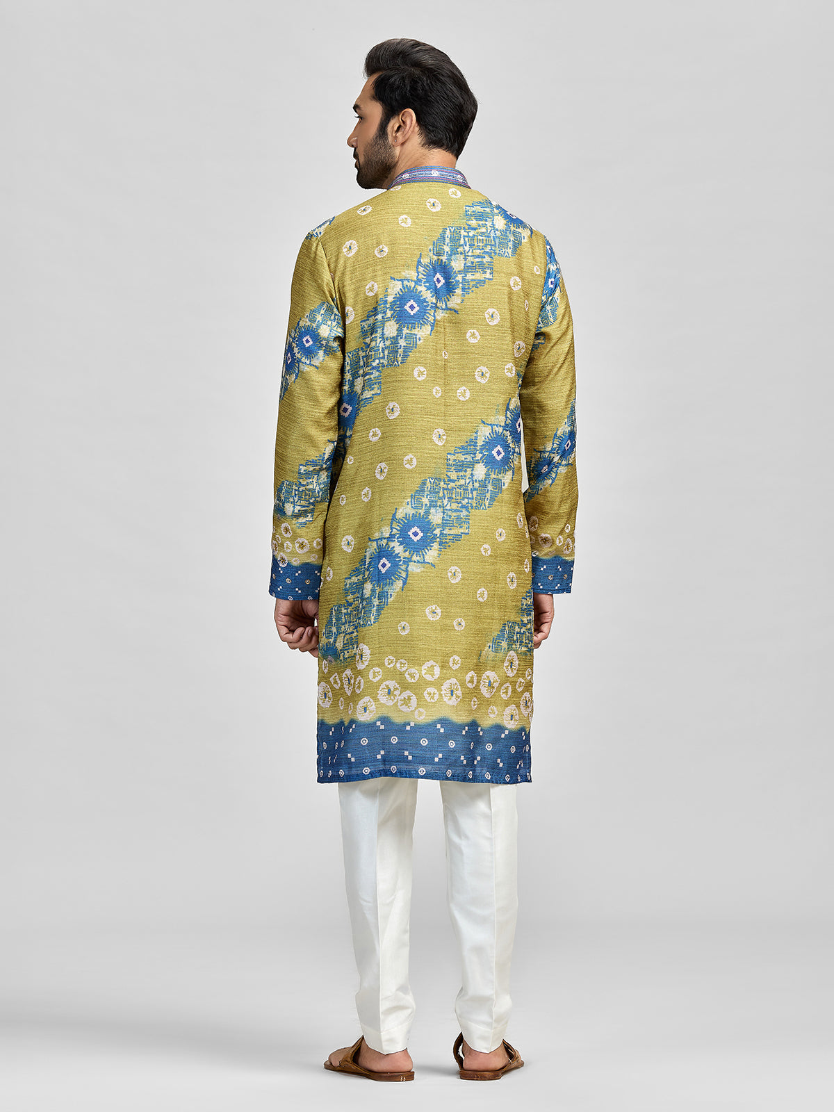 Olive blue stonework festive royal ensemble