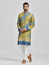 Olive blue stonework festive royal ensemble