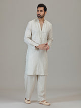 White cutdana detailed mandarin elegance outfit