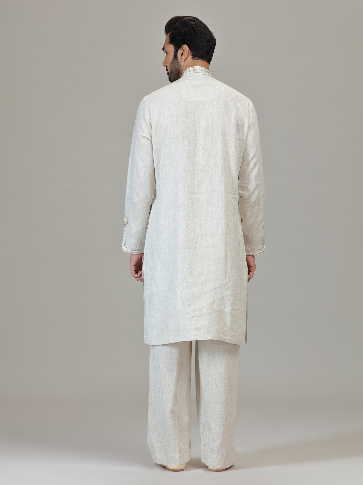 White cutdana detailed mandarin elegance outfit