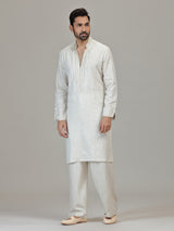 White cutdana detailed mandarin elegance outfit