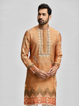 Rust orange vibrant celebration kurta suit for him