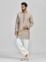 Grey silk heritage embroidered masterpiece