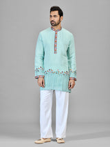 Sky blue luminous silk festive wear