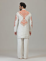 Ivory orange embroidered contemporary celebration look
