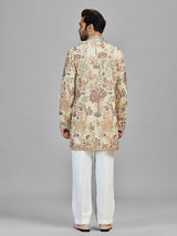 Beige garden theme designer kurta set for gentlemen