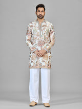 Cream georgette floral fauna festive showcase