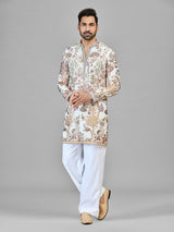 Cream georgette floral fauna festive showcase