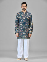 Rama blue statement georgette kurta suit for men