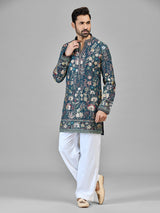 Rama blue statement georgette kurta suit for men