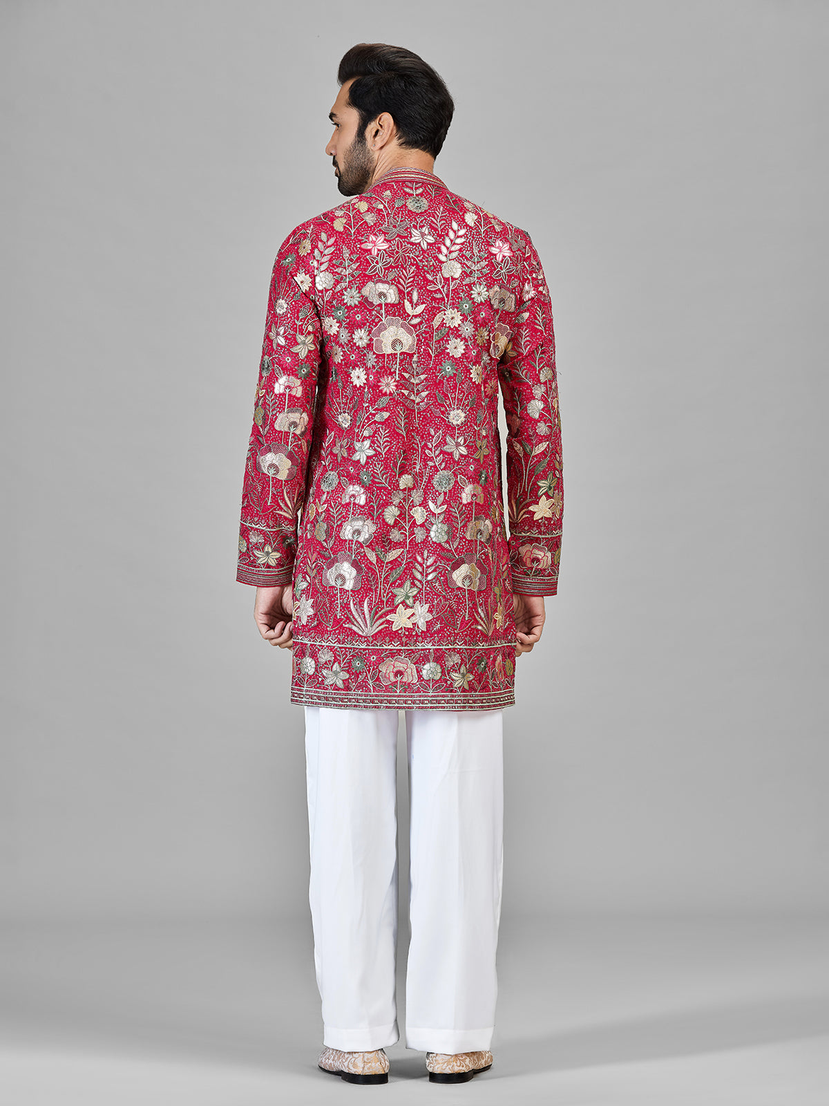 Red georgette royal embroidered kurta suit
