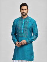 Blue silk bandhani salwar embroidered celebration ensemble