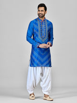 Blue silk bandhani aari salwar festive set