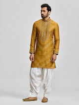 Yellow silk bandhani salwar festival statement kurta