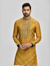 Yellow silk bandhani salwar festival statement kurta