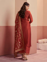 Rust brown heritage shimmer palazzo style salwar suit