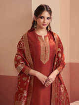 Rust brown heritage shimmer palazzo style salwar suit