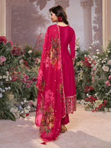 Hot pink vibrant chinon salwar suit for women
