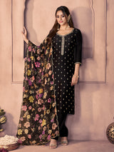 Black festive zari woven pocketed pants
